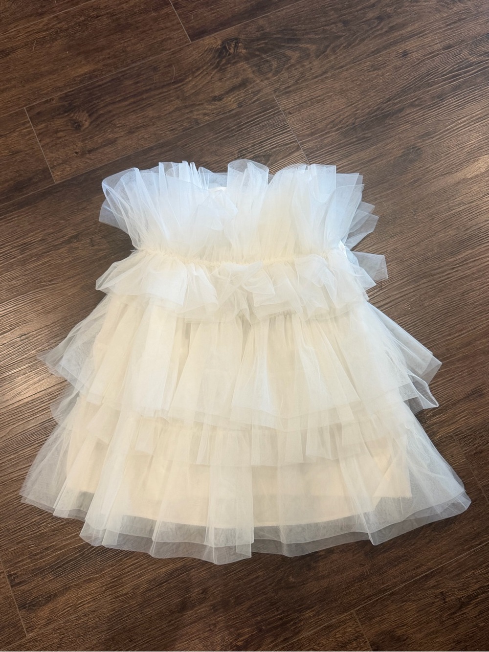 Thirty Thirty Strapless Tiered Tulle Mini Dress